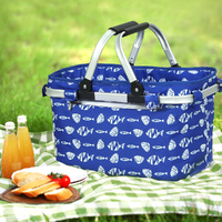 Alfresco Picnic Basket Folding Bag Hamper Food Insulated Storage thumbnail