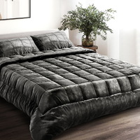 Giselle Bedding Faux Mink Quilt Charcoal King thumbnail