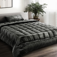 Giselle Bedding Faux Mink Quilt Charcoal Single thumbnail
