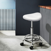 Artiss Salon Stool Saddle Swivel Chair White thumbnail