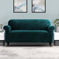 Artiss Sofa Cover Couch Covers 3 Seater Velvet Agate Green thumbnail