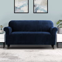 Artiss Sofa Cover Couch Covers 3 Seater Velvet Sapphire thumbnail