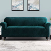 Artiss Sofa Cover Couch Covers 4 Seater Velvet Agate Green thumbnail