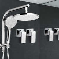 Cefito 9'' Rain Shower Head Set Handheld Round High Pressure Twins Tap Chome thumbnail