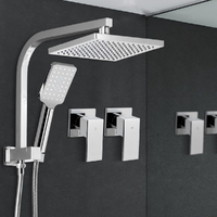 Cefito 8'' Rain Shower Head Set Handheld Round High Pressure wins Tap Chrome thumbnail