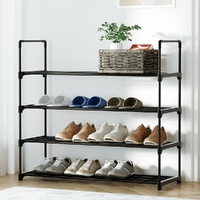 Artiss Shoe Rack 4-tier 16 Pairs Stackable Black thumbnail