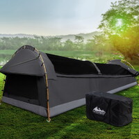 Weisshorn Double Swag Camping Swags Deluxe Canvas Tent Dark Grey thumbnail
