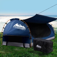 Weisshorn King Single Swag Camping Swags Canvas Free Standing Dome Tent Blue thumbnail
