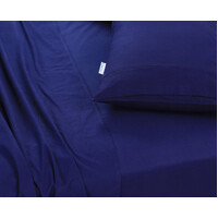 Elan Linen 100% Egyptian Cotton Vintage Washed 500TC Navy Blue 50 cm Deep Mega Queen Bed Sheets Set thumbnail