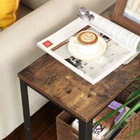 Industrial Side Table 2-Tier With Mesh and Metal Frame Rustic Brown thumbnail