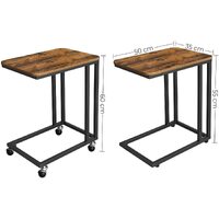 Coffee Table with Steel Frame and Castors Rustic Brown and Black thumbnail