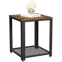 2-Tier Side Table with Storage Shelf with Metal Frame Rustic Brown thumbnail