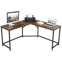 L-Shaped Computer Desk, Rustic Brown and Black thumbnail