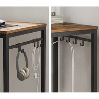 Home Office Desk with 8 Hooks 140 x 60 x 75 cm Rustic Brown and Black thumbnail