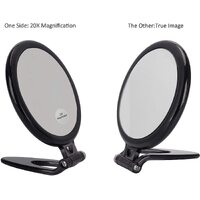 20X Magnifying Hand Mirror Two Sided Use for Makeup Application, Tweezing, and Blackhead/Blemish Removal (10 cm Black) thumbnail