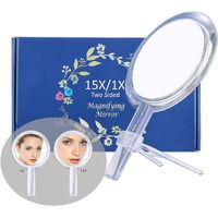 20X Magnifying Hand Mirror Two Sided Use for Makeup Application, Tweezing, and Blackhead/Blemish Removal (15 cm Silver) thumbnail