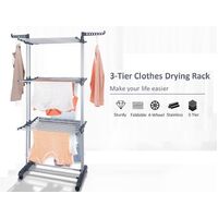 3 Tier Foldable Clothes Drying Rack for Laundry Dryer with Hanger Stand Rail Indoor thumbnail