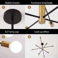 Sputnik Chandelier Modern Industrial, 8-Light , Black & Gold thumbnail
