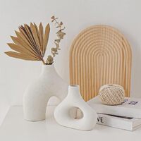 Ceramic Set of 2 Modern White Vases for Home D�cor thumbnail