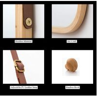 Hanging Full Length Wall Mirror - Solid Bamboo Frame and Adjustable Leather Strap for Bathroom and Bedroom thumbnail