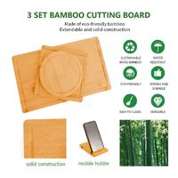 3 Pieces Bamboo Cutting Board with Juice Groove and Mobile Holder included for Home Kitchen thumbnail