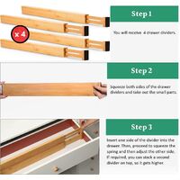 4 Pack Bamboo Adjustable Kitchen Drawer Dividers (Large, 44-55 cm) thumbnail