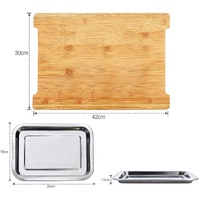 Chopping Board with with 2 Organiser Stainless Steel Trays Containers thumbnail