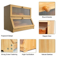Double Layer Bamboo Bread Box for Kitchen Counter with Large Capacity and Clear Window thumbnail