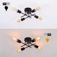 Industrial Semi Flush Mount Chandelier, Black thumbnail