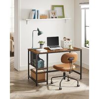 Computer Desk 2 Shelves Rustic, Brown Black thumbnail