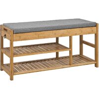 Bamboo Shoe Bench Drawers Lift Top thumbnail