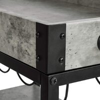 Industrial Vintage Style Wood Metal 3 Tiers Kitchen Serving Trolley with Wine Rack (Grey) thumbnail