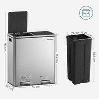 Dual Kitchen Bin, 2 x 30L, Silver thumbnail