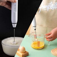 Silver Rechargeable Electric Milk Frother Handheld (3 Speeds) thumbnail