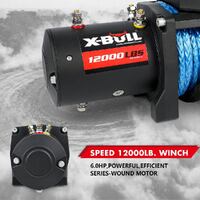 X-BULL 12000LB Electric Winch 12V synthetic rope 4WD with Recovery Tracks Gen3.0 Black thumbnail