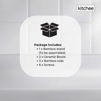 2 Tier Porcelain Fruit Bowl - Ceramic Vegetable Storage With Bamboo Stand thumbnail