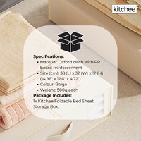 1x Kitchee Foldable Bed Sheet Storage Box – Linen & Closet Organiser Beige thumbnail