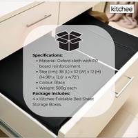 4x Kitchee Foldable Bed Sheet Storage Box – Linen & Closet Organiser Black thumbnail