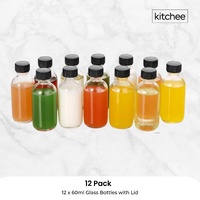 Kitchee 12x 60ml Small Glass Bottles + Lids Funnels Brush Labels Pen thumbnail