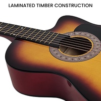 Karrera 38in Acoustic Guitar Steel Strings Carry Bag Shoulder Strap Sun Burst thumbnail