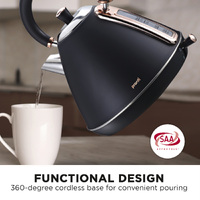 Pronti 1.7L Rose Trim Collection Kettle - Black thumbnail
