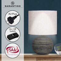 Sarantino Ceramic Table Lamp With Striped Pattern In Antique Black thumbnail