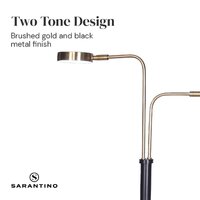 Sarantino LED Metal Floor Lamp with 2 Lights in Brushed Gold and Black Finish thumbnail