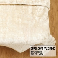 Laura Hill Mink Blanket Double Sided 600GSM Queen Size Beige thumbnail
