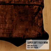 Laura Hill Faux Mink Blanket 800GSM Heavy Double-Sided - Chocolate thumbnail