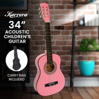 Karrera 34in Acoustic Wooden Childrens Guitar - Pink thumbnail