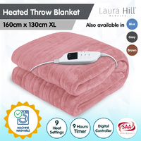 Laura Hill Heated Electric Blanket Throw Rug Coral Warm Fleece Pink thumbnail