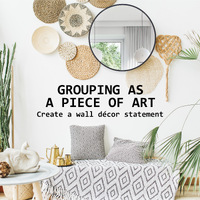 Wall Mirror Round Aluminum Frame Bathroom 60cm BLACK thumbnail