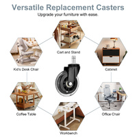 5X 3'' Rollerblade Style Wheels Office Chair Casters - Slient Smooth, 11x22mm Stem thumbnail