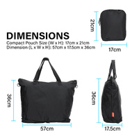 Shopper Bag Tote Bag Foldable Travel Laptop Grocery Nylon KO-DUAL BLACK thumbnail